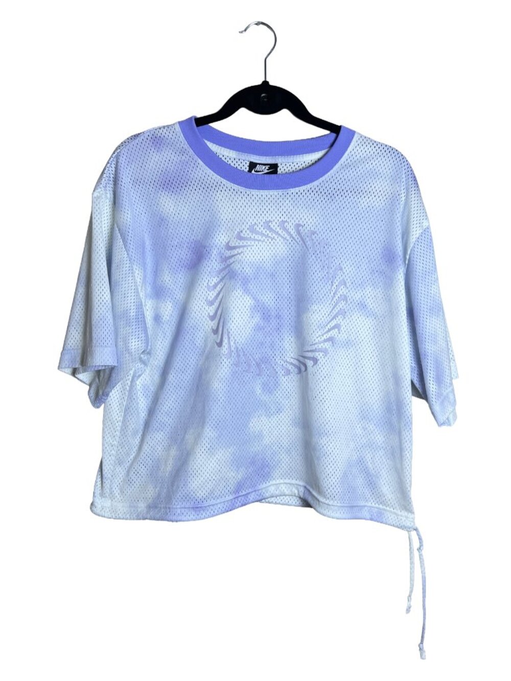 Nike Mesh Tie Dye Crop Top Swoosh Circle Purple Medium